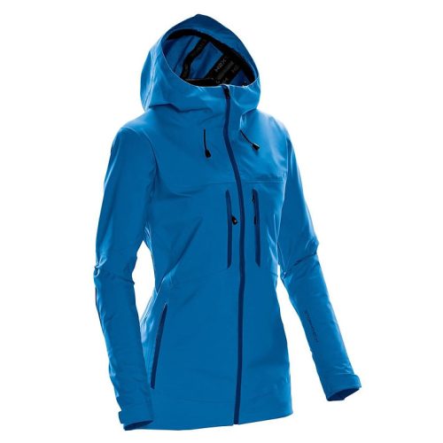 Ultimate wet weather protection and cutting edge style. With its sleek silhouette, the Synthesis Stormshell is a take everywhere piece that features H2XTREME® waterproof/breathable technology, a full coverage hood and Stormtech’s most advanced articulation and ergonomic fit to date, allowing for a full range of unrestricted movement. Women's Synthesis Stormshell jacket